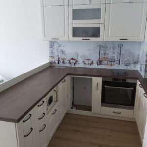 Разходка в Париж - ретро кухня с принт стъкло