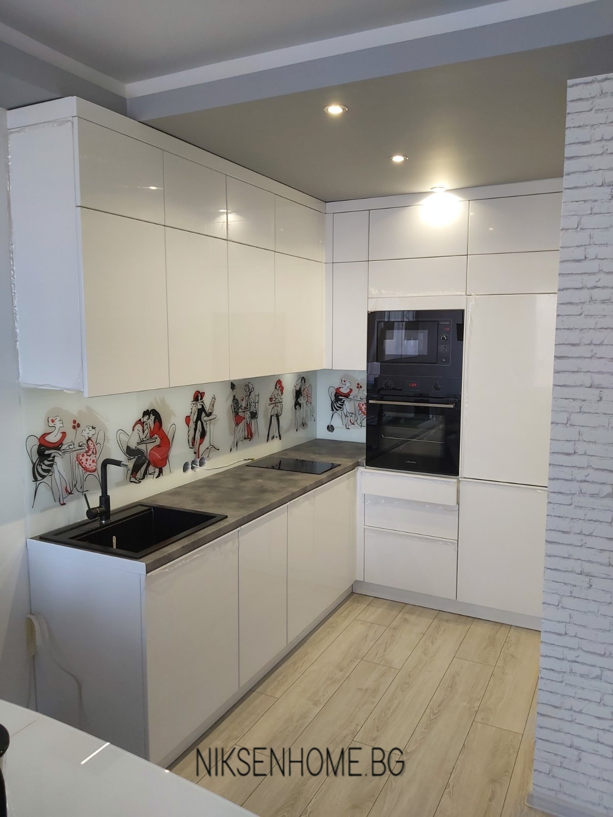 Сутрешно кафе в Париж - Кухня Мдф гланц с принт стъкло