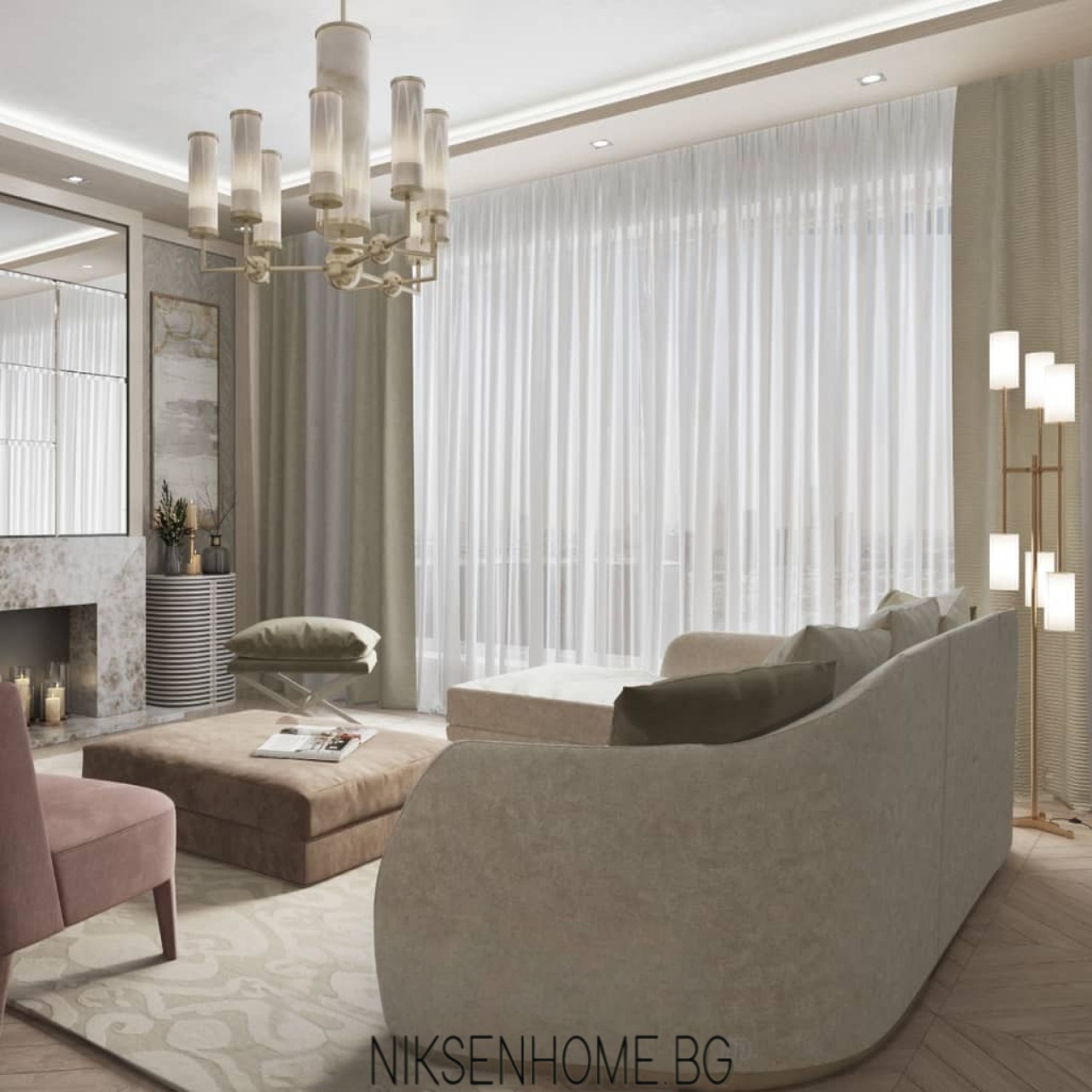 Романтика - интериорен дизайн в бяло и златно - Image 6