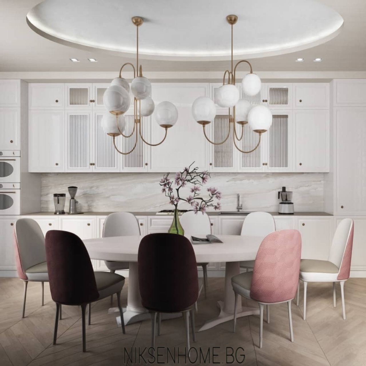 Романтика - интериорен дизайн в бяло и златно - Image 5