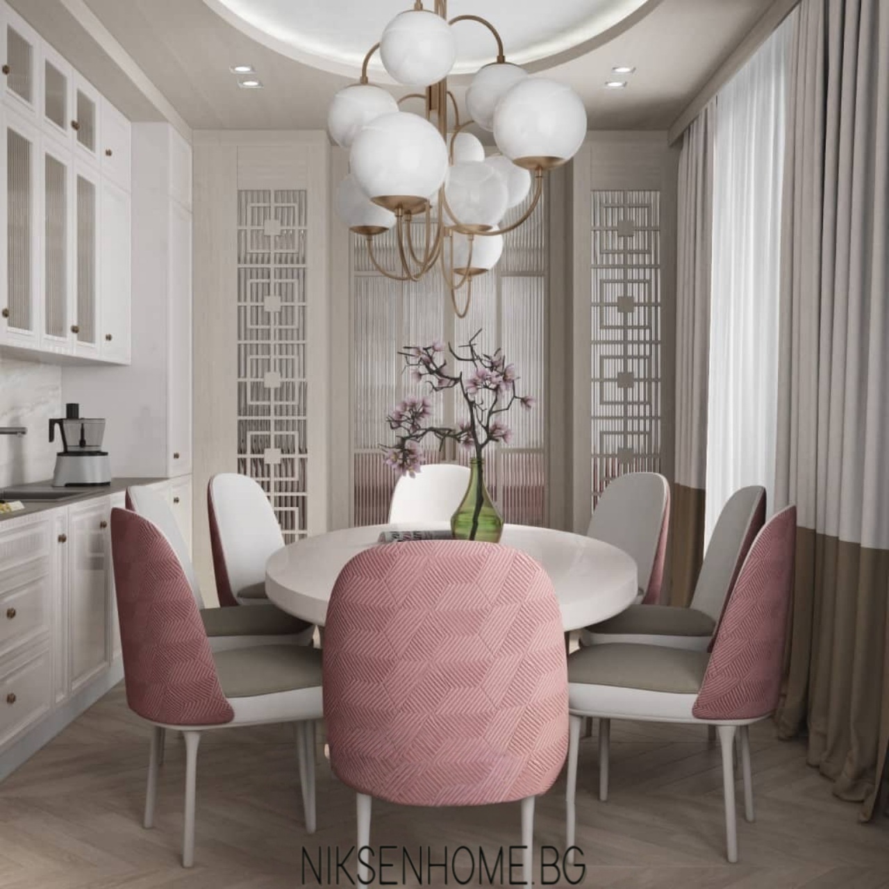 Романтика - интериорен дизайн в бяло и златно - Image 4