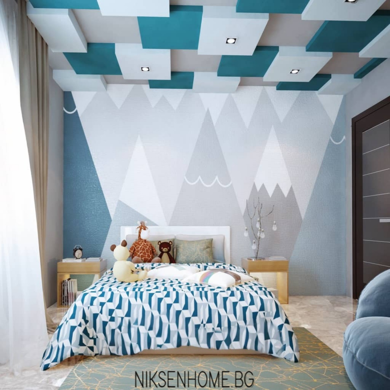 Стая в синьо и бяло Калма Интериор Студио