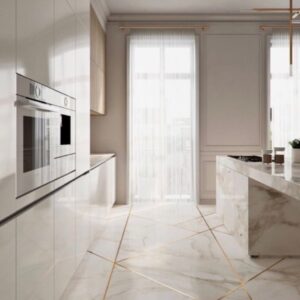 Златната среда - модерна кухня в бяло и дървесно